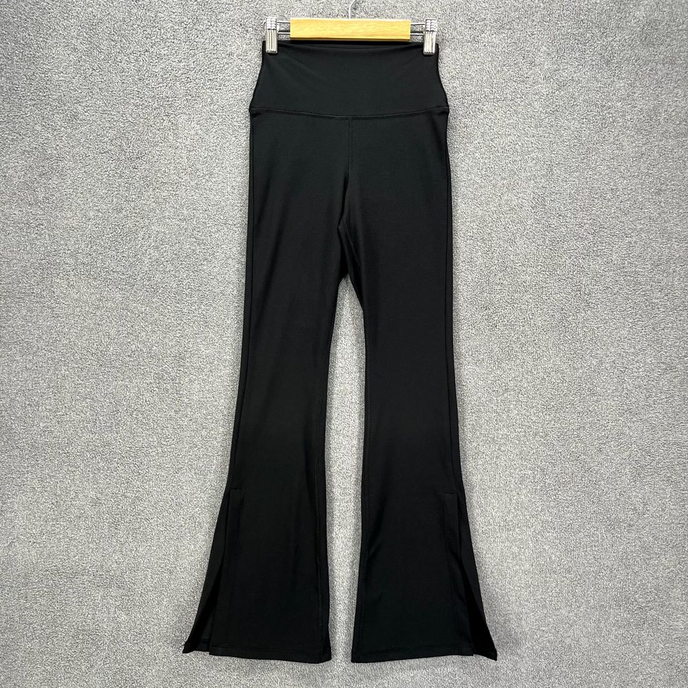 Yogalicious Lux Chelsea Side Split 7/8 Flare Black Leggings womens XS‎ wide leg